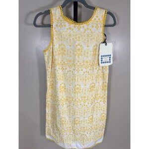 Chelsea & Violet Floral Embroidered ScoopNeck Keyhole Sleeveless Cotton Dress XS